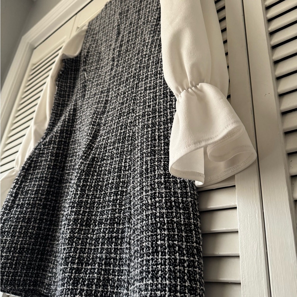 SHEIN Black and White Long Sleeve Tweed Dress - Picture 2 of 6